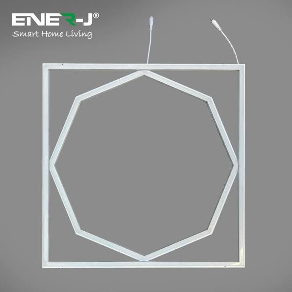 ENER-J 60x60cm LED Frame Panel Light with Hexagon Inner Lights - 40W, Cool White | Pack of 4 - 6500K