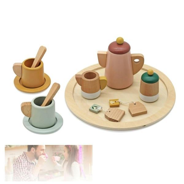 HYGRAD BUILT TO SURVIVE HYGRAD Wooden Tea Set For Toddlers Kids Tea Play Set Pretend Play Toys For Toddlers Kitchen Tea Set Toy Gift For Toddlers