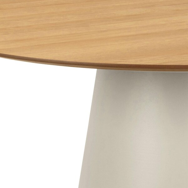 Wyld Haus Hamburg 120cm Round Oak Veneer Dining Table Pillar Steel Base
