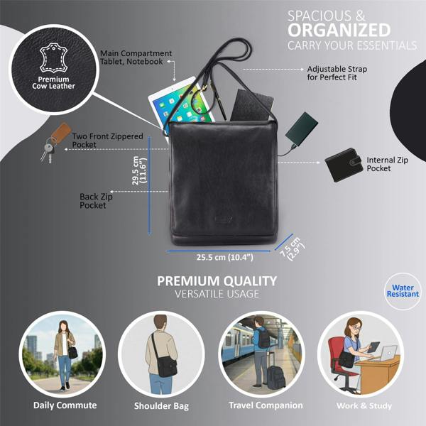 Infinity Leather Leather Vintage Messenger Shoulder Crossbody Travel Business Bag - Ranger