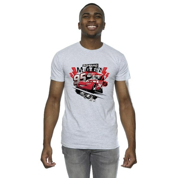 Disney Mens Cars Lightning McQueen Collage T-Shirt - Sports Grey