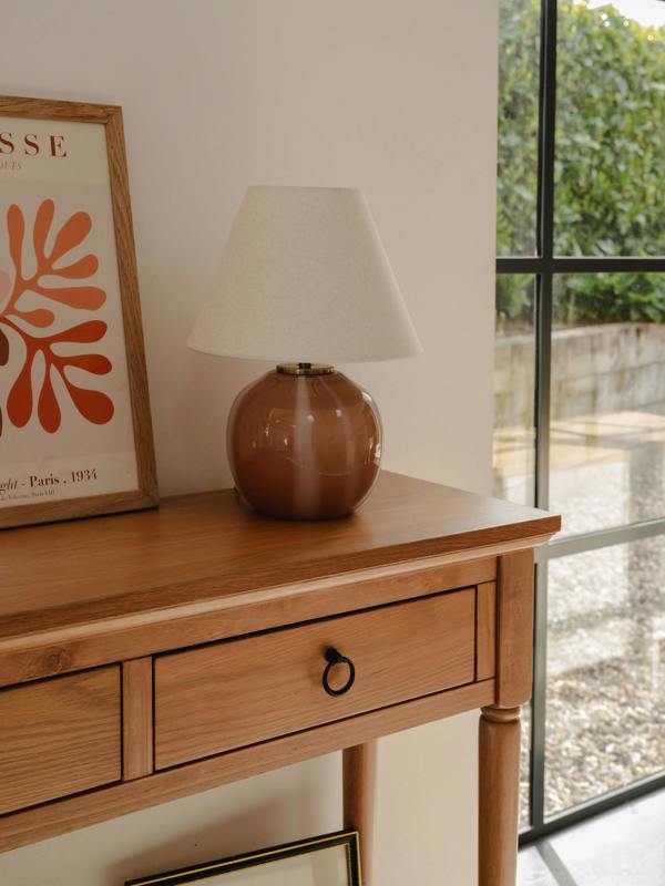 Statement Furniture Blenheim Oak Console Table. Slimline Wooden Hall Table with Storage