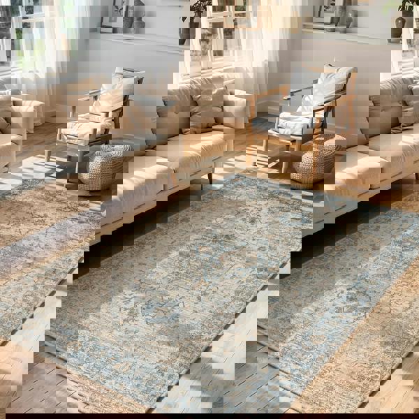 Livabliss Lillian-Washable Blue Brown Traditional Vintage Boho Rug