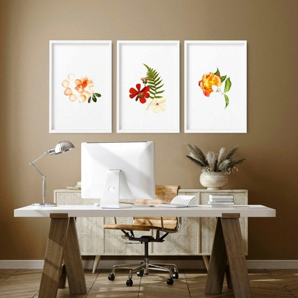 Shabby chic decor | set of 3 wall art prints for home office