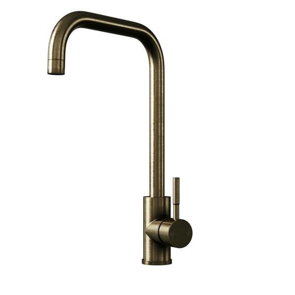 Flode Dellen | Single Lever Kitchen Sink Mixer Tap with Swivel Spout | Square Neck Design | Antique Brass Finish