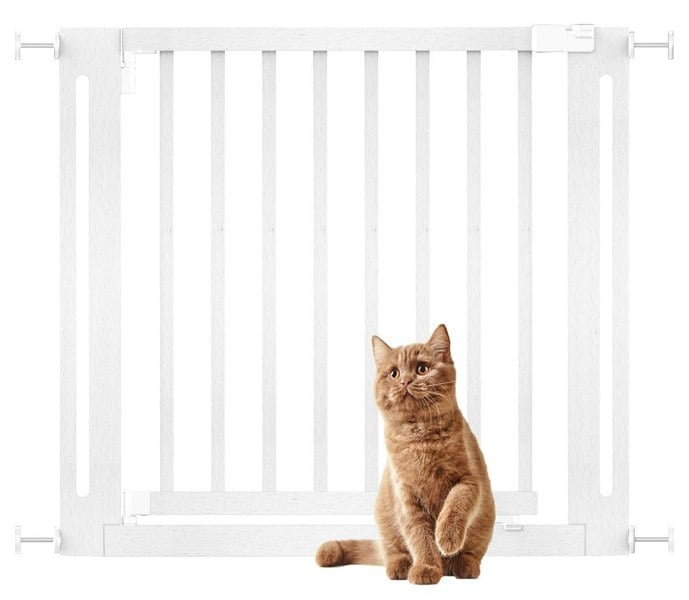 Bettacare Wooden Elegance Dog Gate, White, 87cm - 95cm, Pressure Fit Pet Gate, 65cm Extra Wide Doorway, Easy Installation