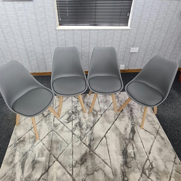 Kosy Koala Dining Chairs Set of 4 Grey Leather Kitchen Table