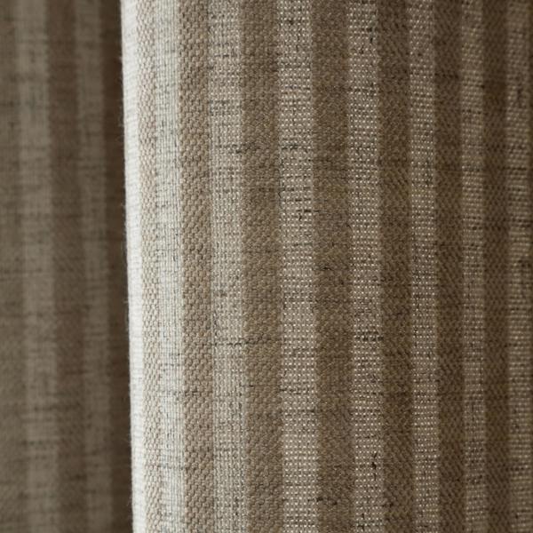 Bianca Chenille Stripe Lined Eyelet Curtains Natural