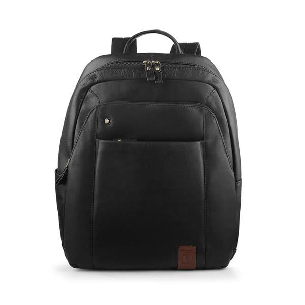 Black backpack on a white background