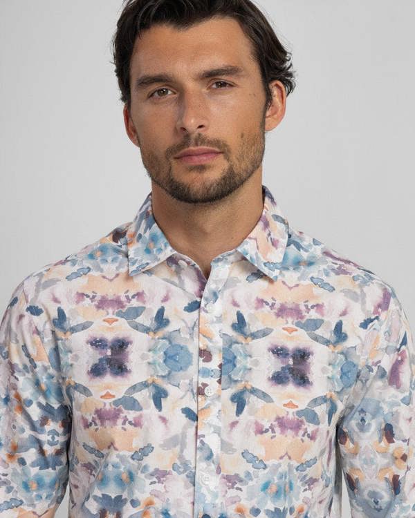 Steel & Jelly Men’s Wrenbury Watercolour Print Long Sleeve Shirt