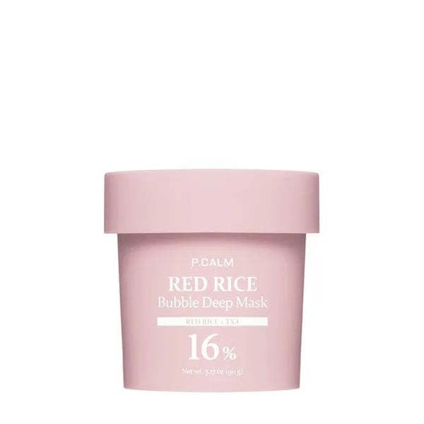 P.CALM Red Rice Bubble Deep Mask 90g for brightening and pore care, available at Atelier De Glow UK