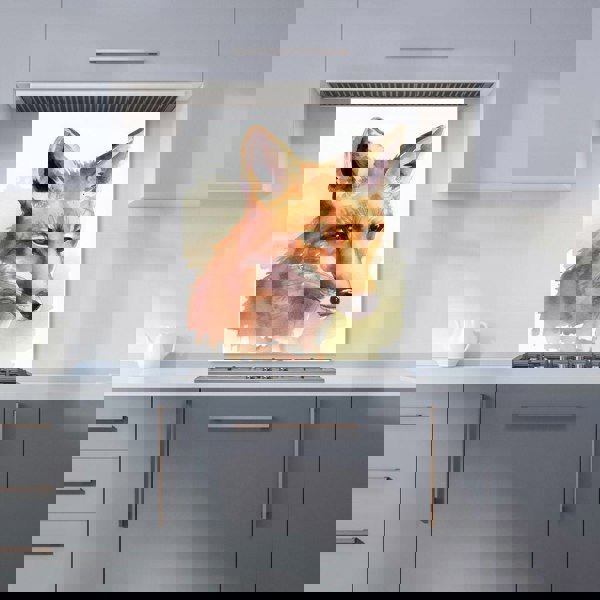 Warren Reed - Designer Fox Watercolour Kitchen Splashback