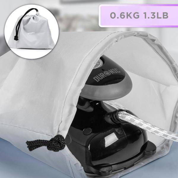 Duronic SI2 BK Mini Travel Steam Iron 375W Black 50ml Variable Temperature for Holidays Quilting & Crafts