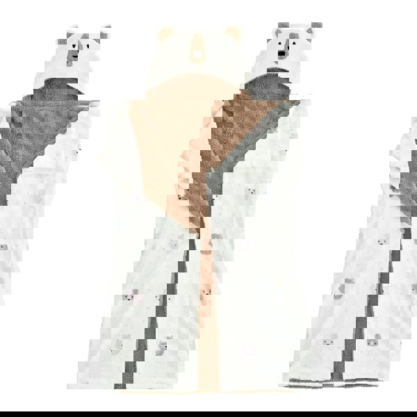 Catherine Lansfield Cosy Bear So Soft Fleece Hooded Blanket Natural