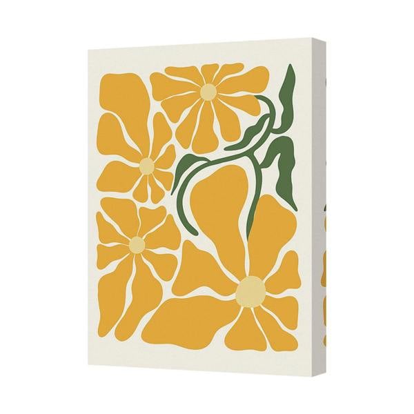 Benjamin Tate Design Yellow Floral Canvas Wall Art Print With Deep Wood Frame Handmade In UK