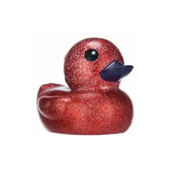 Red glitter large glitter ducky with blue beak and feet by Lilalu