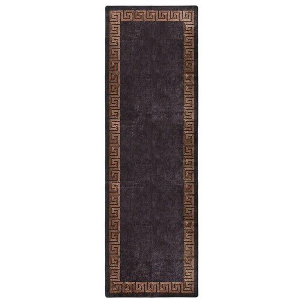 Berkfield Rug Washable 80x300 cm Black and Gold Anti Slip