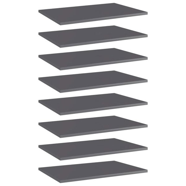 Berkfield Bookshelf Boards 8 pcs High Gloss Grey 60x40x1.5 cm Engineered Wood