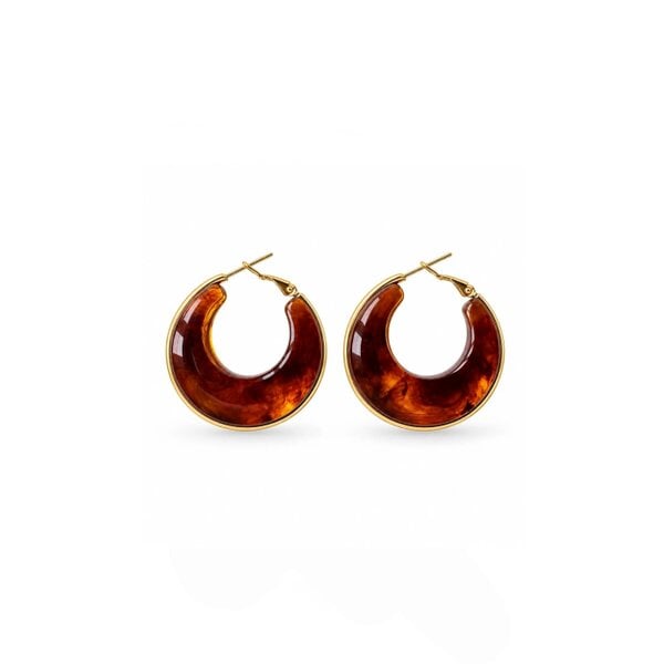 Luxe Tones Errie  Luxe Gold Plated Tortoiseshell Hoop Earrings