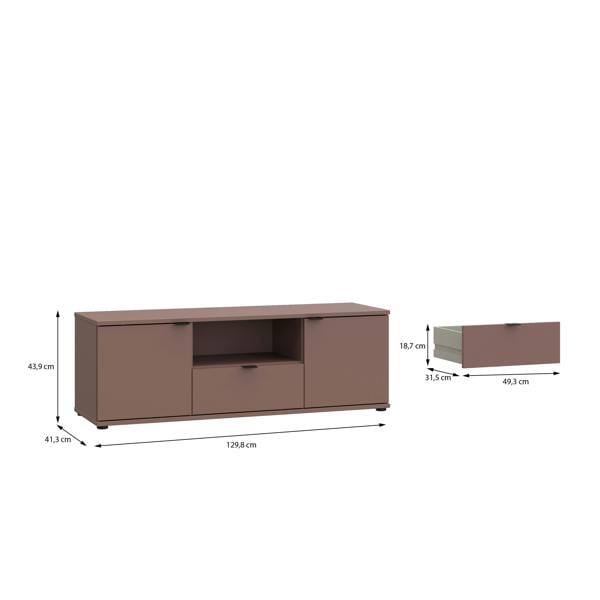 Furniture To Go Ganymede Wide TV Unit with Open Shelf, Drawer & 2 Doors in Terracotta