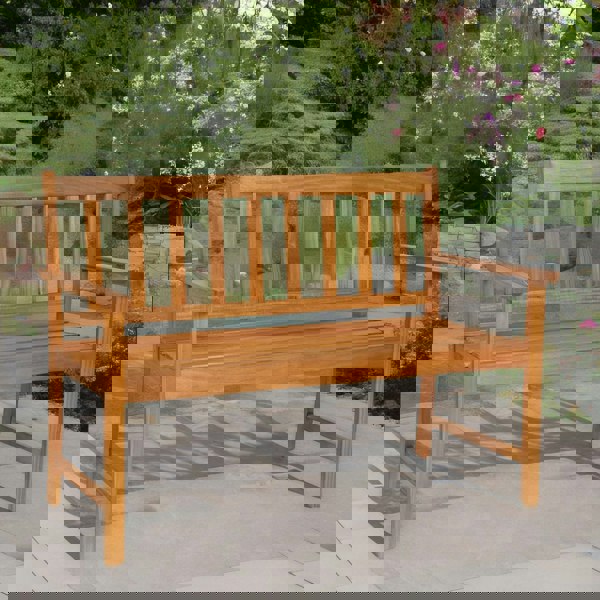 Rafaelo Mobilia Wooden 2 Seater Outdoor Bench With 2 Arm Rests Natural Brown