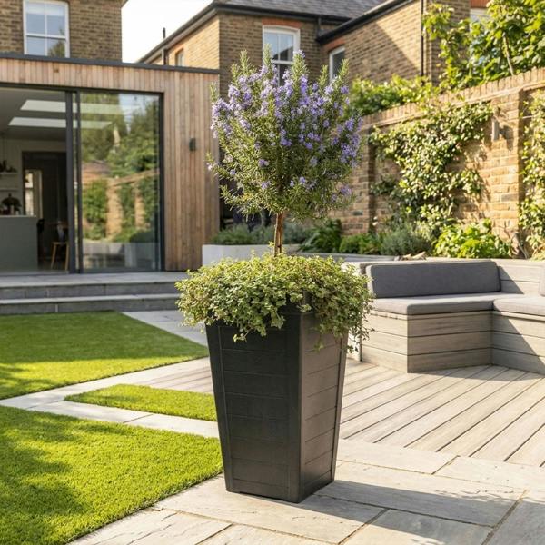 Nicoman Savana Black Plank Recycled Rubber Plant Pot