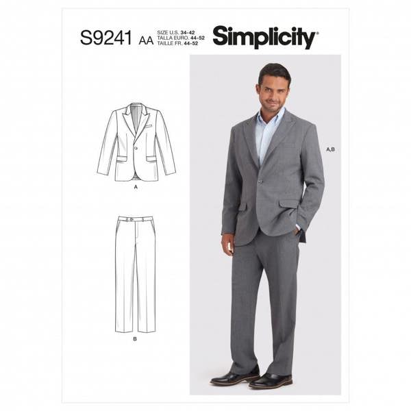 Simplicity Sewing Pattern 9241, Jackets, Trousers, Suits for Men, AA (34-36-38-40-42) - Intermediate