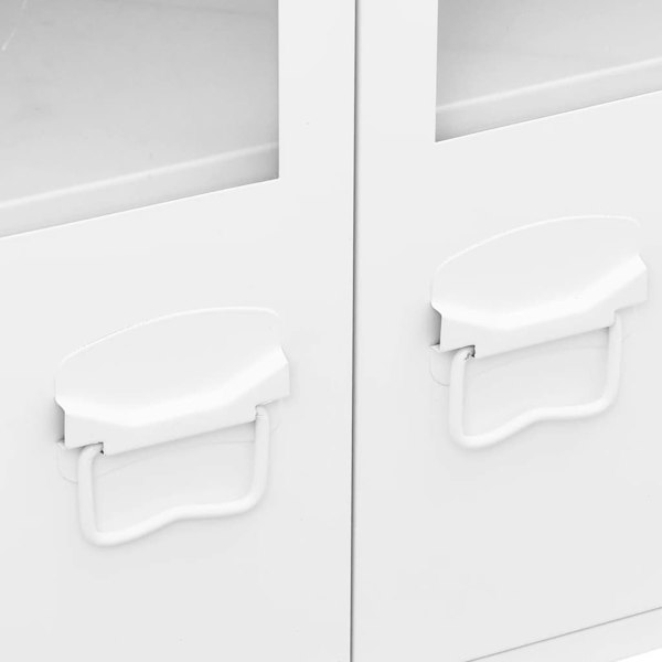 Berkfield Industrial Sideboard White 105x35x62 cm Metal and Glass