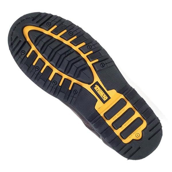DeWalt Rigger Mens SBP Pull On Steel Toe/Midsole Rigger Boots, sole view showing durable tread design with steel toe and midsole protection.