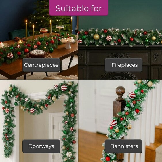 Neo Garland Wreath Candy Cane Baubles Garland Festive Foliage PVC Christmas Decoration