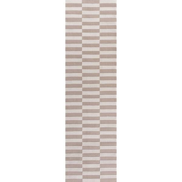 Loft Striped Beige Cream Rug, Simple Care, Fade-resistant.