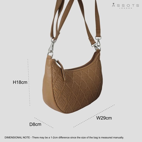 Real Hide Bags 'Wonder Weave' Light Tan Real Leather Woven Designer Shoulder Crossbody Bag