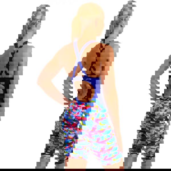 Funkita Wet Wave Fast multicolored camo one-piece legsuit with blue accents