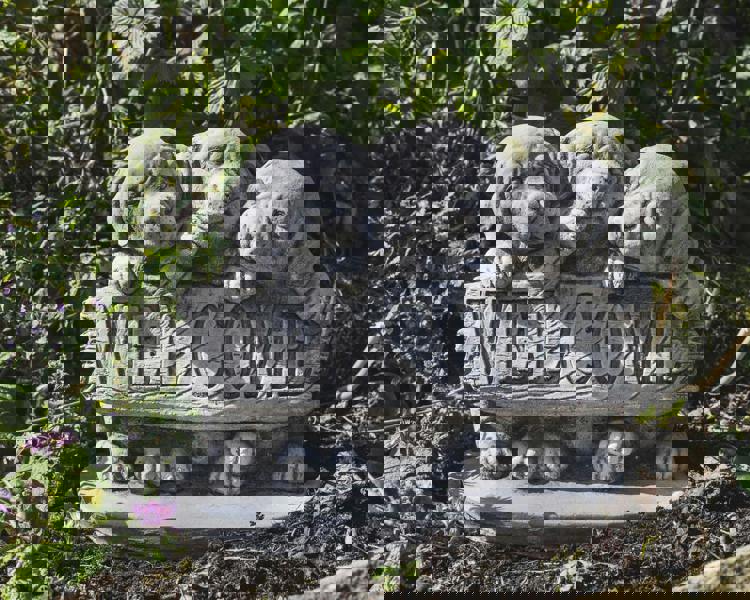 Welcome Dogs Stone Cast Garden Ornament