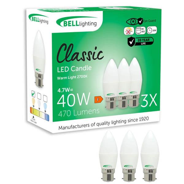 BELL Lighting B22 Bayonet LED Candle 4.7W Energy Saving Light Bulbs