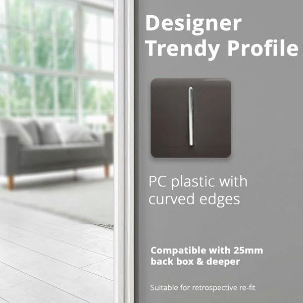 Trendi Switch 1 Gang 1 or 2 way Rocker Light Switch in Dark Mocha Brown