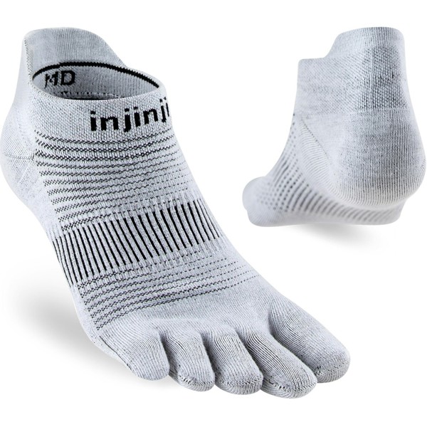 Injinji Men's Lightweight No-Show Toe Socks (INJ-NS) - Silver Grey/Black
