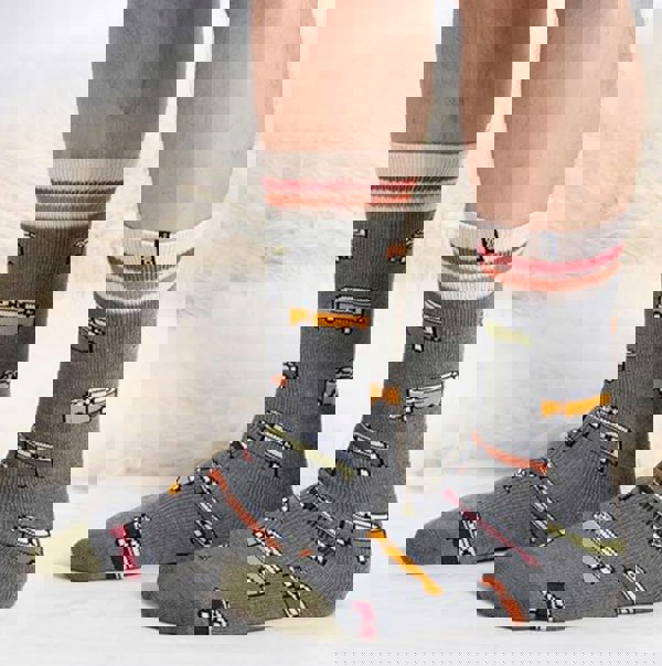 Totes Toasties ORIGINAL SLIPPER SOCKS (TWIN PACK) Mens Socks Campervan / Stripe