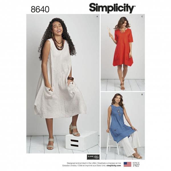 Simplicity Sewing Pattern 8640, Dresses, Tunics, Tops for Women, AA (10-12-14-16-18) - Intermediate