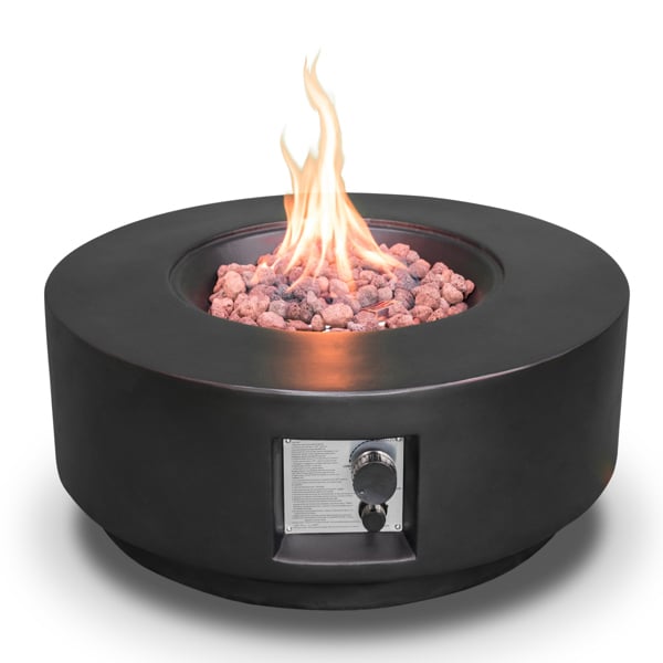 Homeology FUSION Light Black Lavish Garden & Patio Gas Fire Pit with Eco-Stone Finish - Fully Assembled