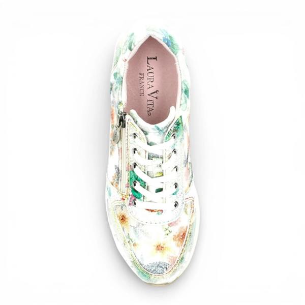 Laura Vita Gycmo 58 - Women's Green Floral Leather Sneakers