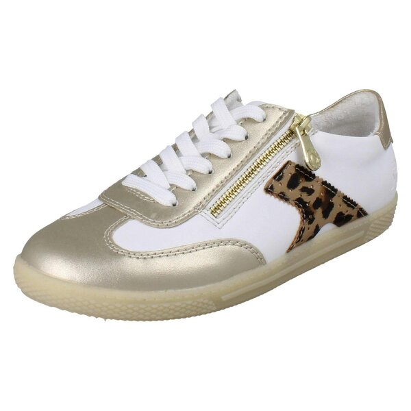 Rieker Ladies Rieker T-Shaped Suede Detail Trainers L9700 - White Combination (81)