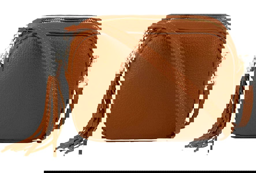 Kitise Tassel Charm Genuine Italian Leather Camera Handbag Crossbody Bag