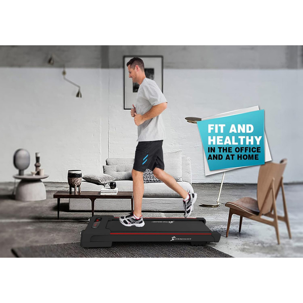 Strongology MOTIONIC BLACK Home and Office Ultra Quiet Adjustable Speed 1-8km/h Slimline 2.5HP Bluetooth Treadmill with LED Display - Fully Assembled