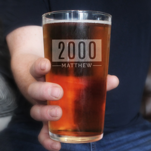 Personalised Memento Company Personalised Name & Date Pint Glass
