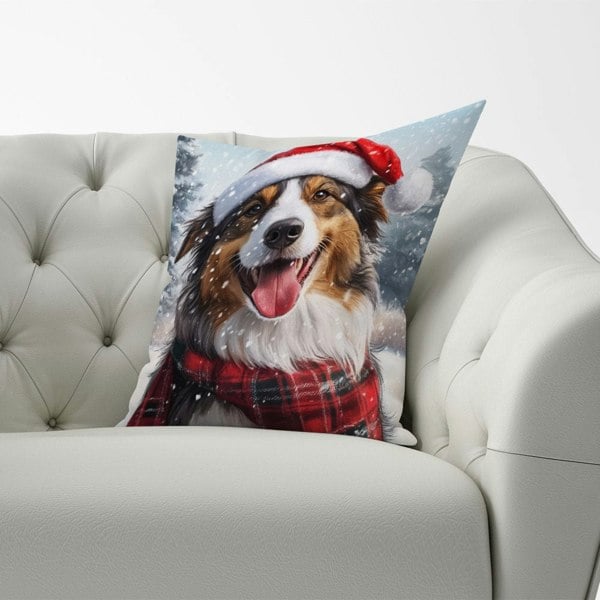 Warren Reed Christmas Rough Collie Cushion