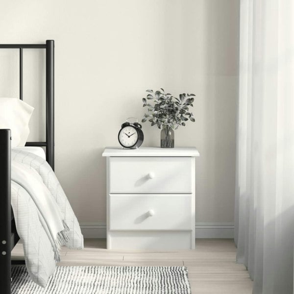 Berkfield Bedside Cabinet ALTA White 43x35x40.5 cm Solid Wood Pine