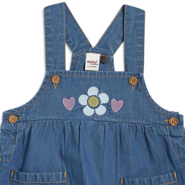 Mini Cuddles Baby Girls Fruit Print Dungaree 2pc Set , Multicolour