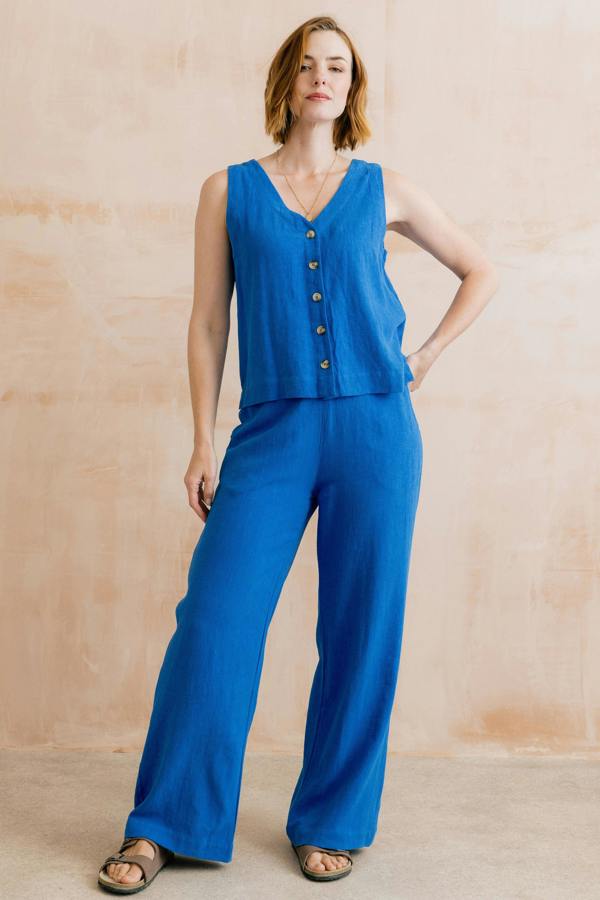 Lily & Me Allium Two Way Button Through Vest Cobalt