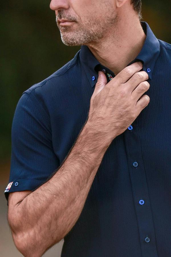 Claudio Lugli Textured Seersucker Short Sleeve Shirt